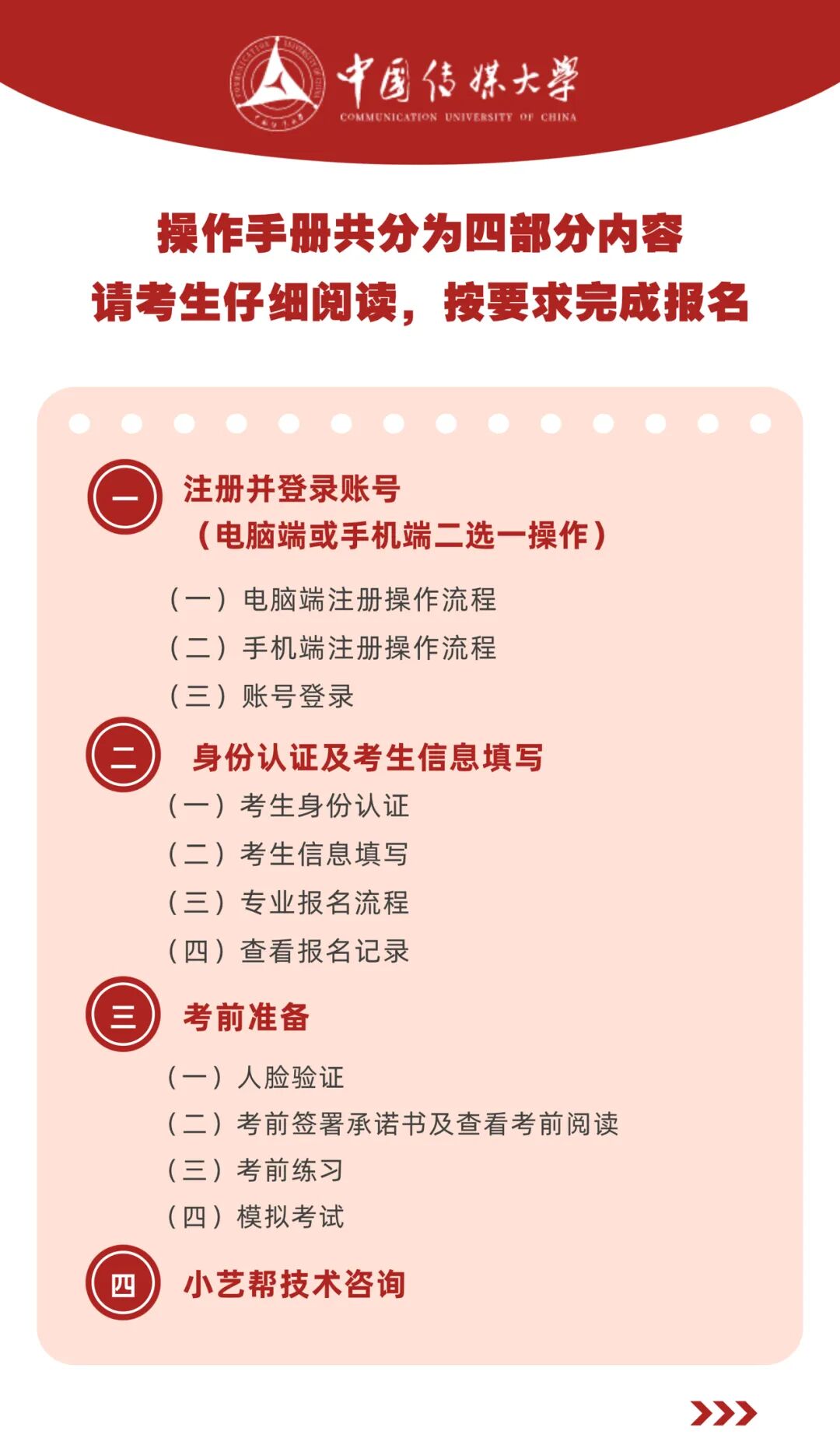 中国传媒大学2026年艺术类本科校考专业招生考试报名系统操作手册